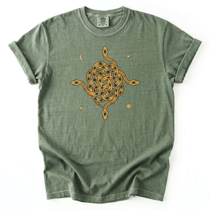 Mystical Intertwined Serpents Vintage Washed T-Shirt