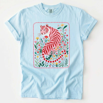 Botanical Pink Tiger Vintage Washed T-Shirt