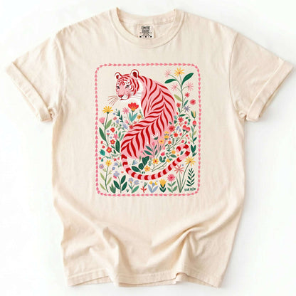 Botanical Pink Tiger Vintage Washed T-Shirt
