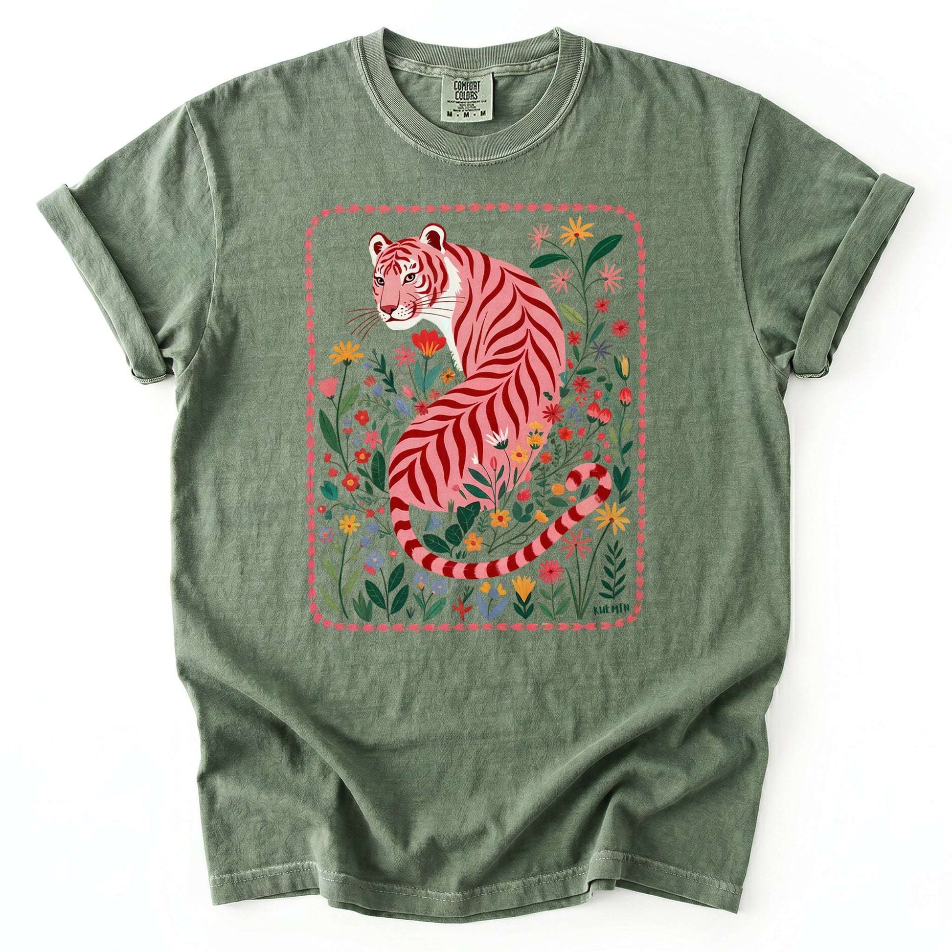 Botanical Pink Tiger Vintage Washed T-Shirt