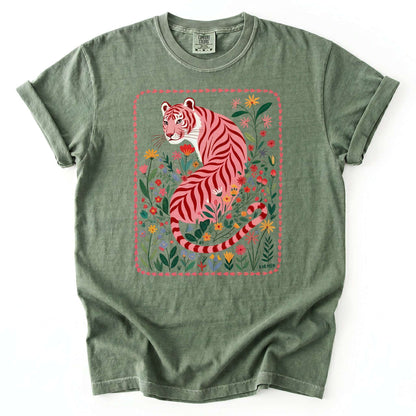 Botanical Pink Tiger Vintage Washed T-Shirt