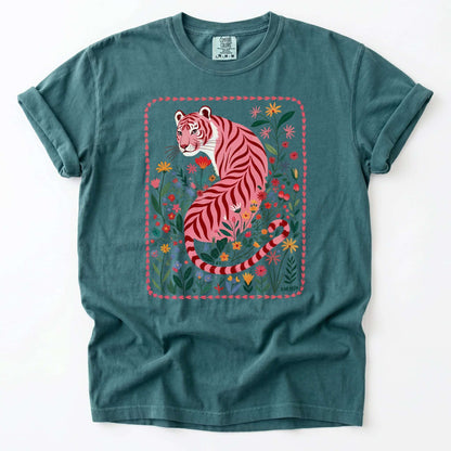 Botanical Pink Tiger Vintage Washed T-Shirt