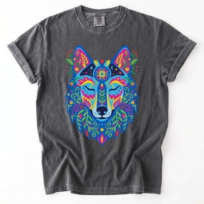 Vibrant Celestial Wolf Vintage Washed T-Shirt