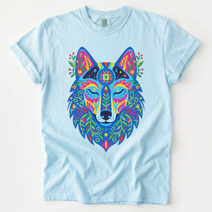 Vibrant Celestial Wolf Vintage Washed T-Shirt
