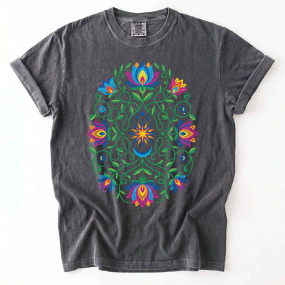 Vibrant Floral Folk Art Vintage Washed T-Shirt