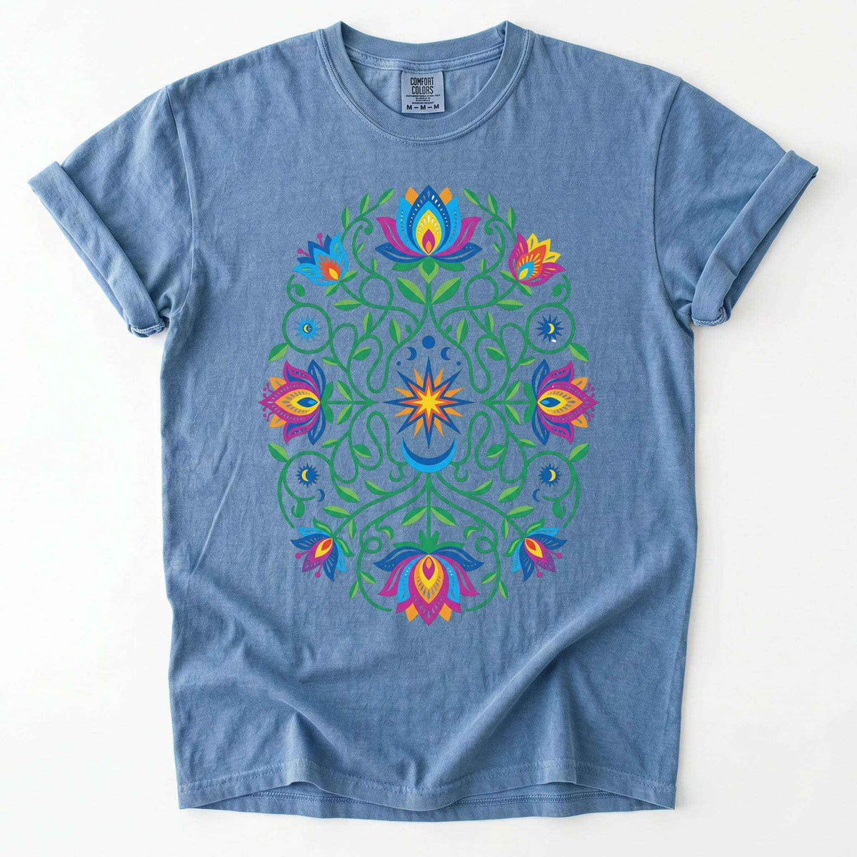Vibrant Floral Folk Art Vintage Washed T-Shirt
