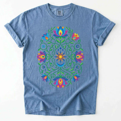 Vibrant Floral Folk Art Vintage Washed T-Shirt