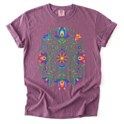Vibrant Floral Folk Art Vintage Washed T-Shirt