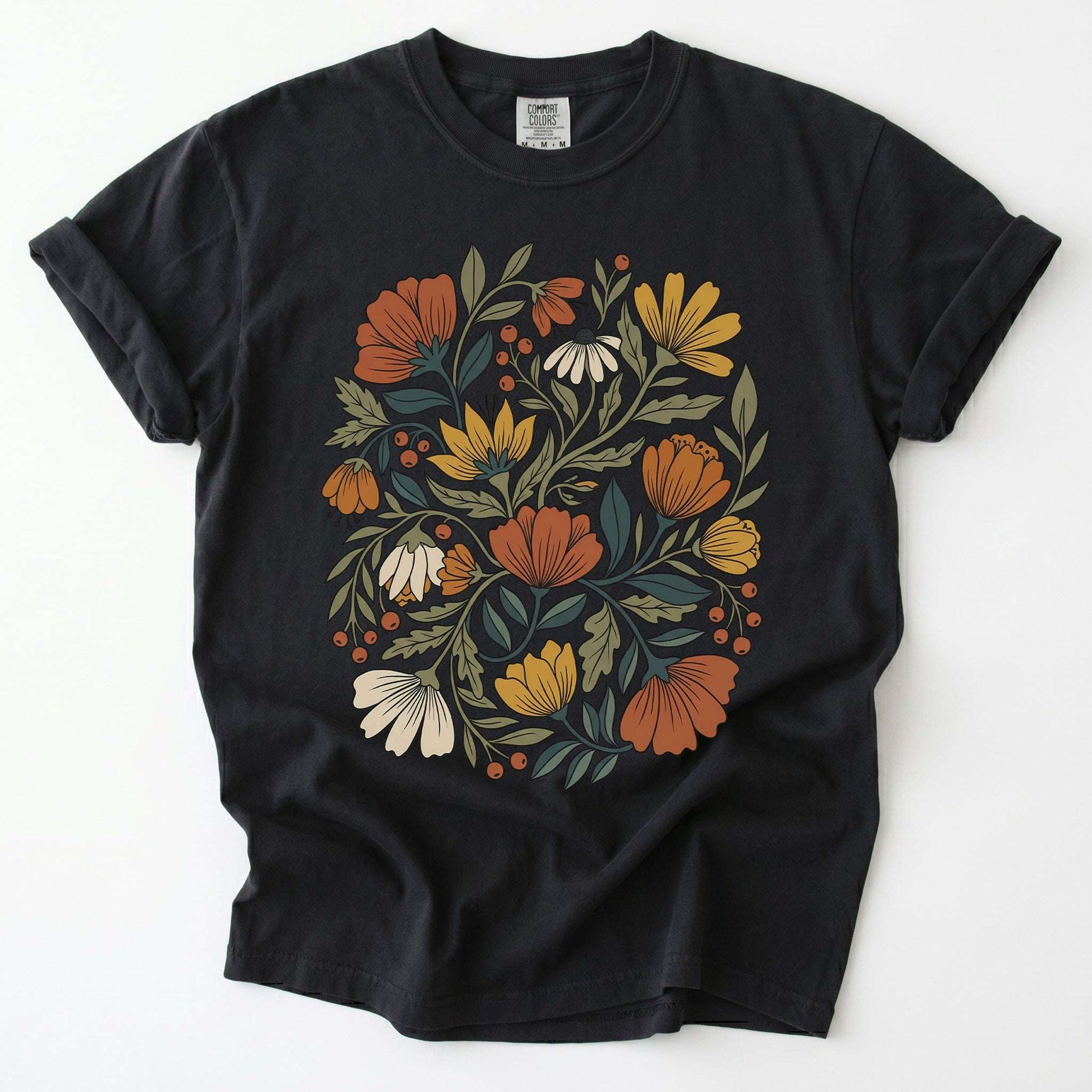 Boho Wildflower Bouquet Vintage Washed T-Shirt