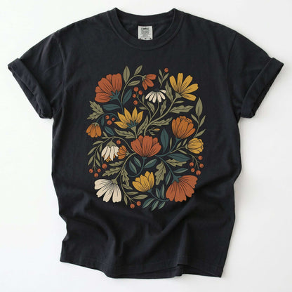 Boho Wildflower Bouquet Vintage Washed T-Shirt