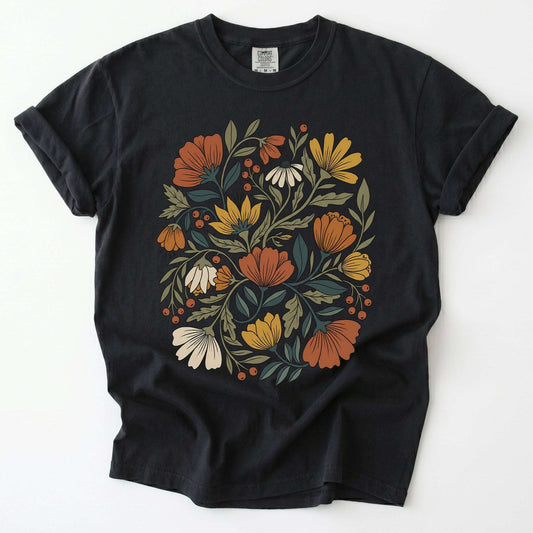 Boho Wildflower Bouquet Vintage Washed T-Shirt
