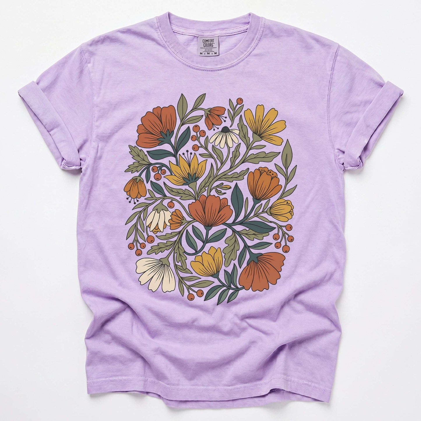 Boho Wildflower Bouquet Vintage Washed T-Shirt