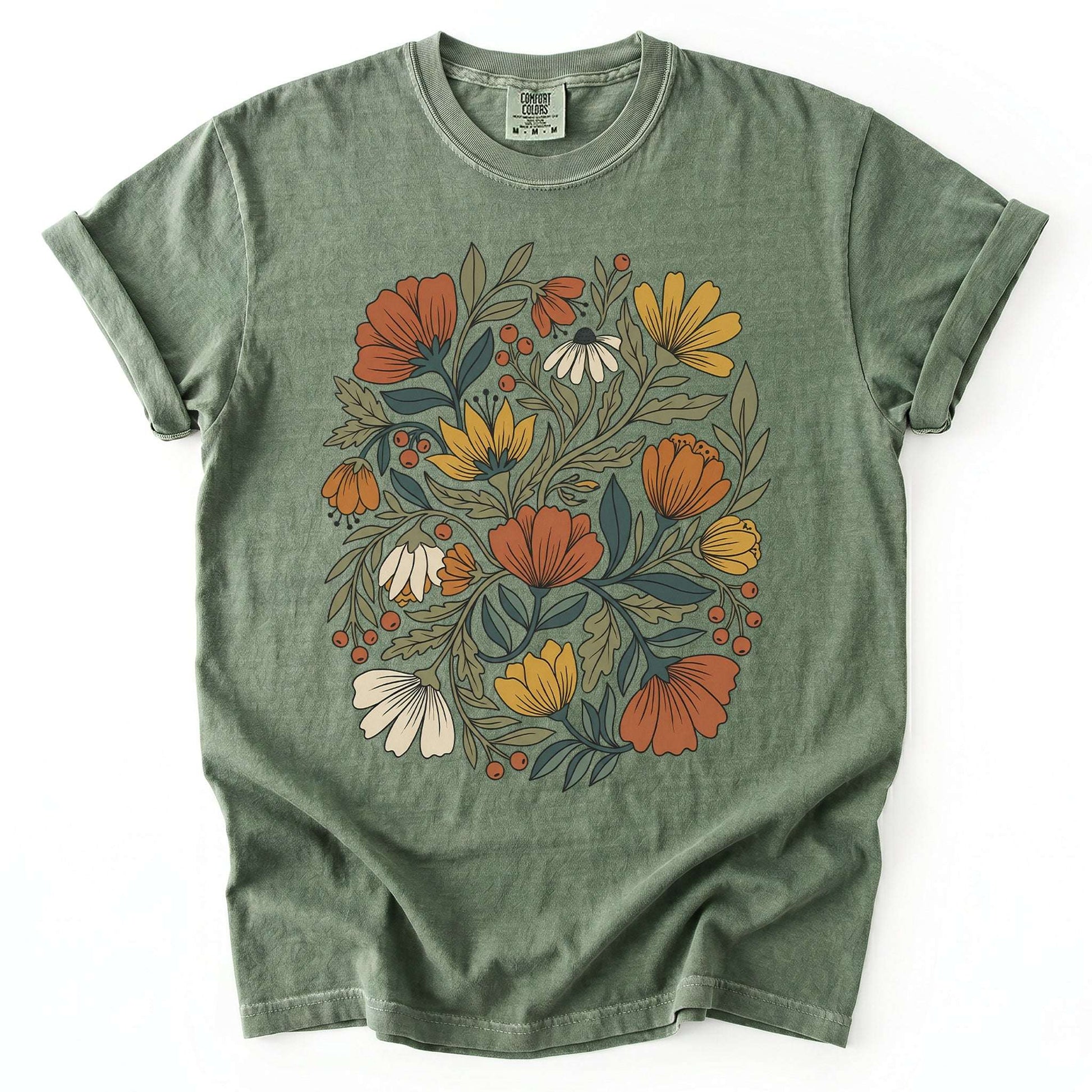 Boho Wildflower Bouquet Vintage Washed T-Shirt