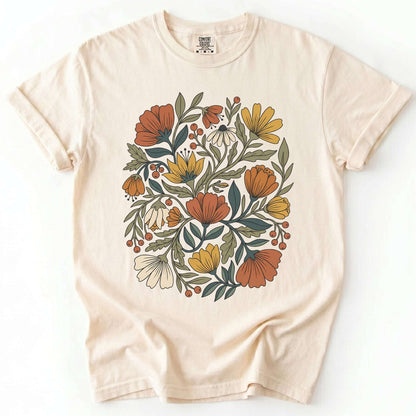 Boho Wildflower Bouquet Vintage Washed T-Shirt