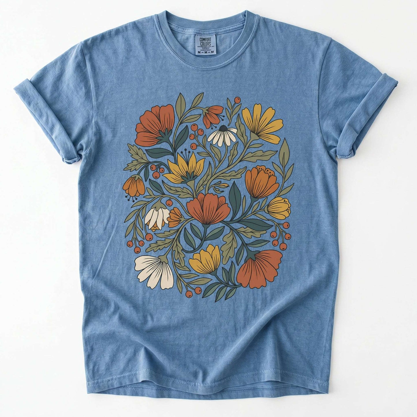 Boho Wildflower Bouquet Vintage Washed T-Shirt