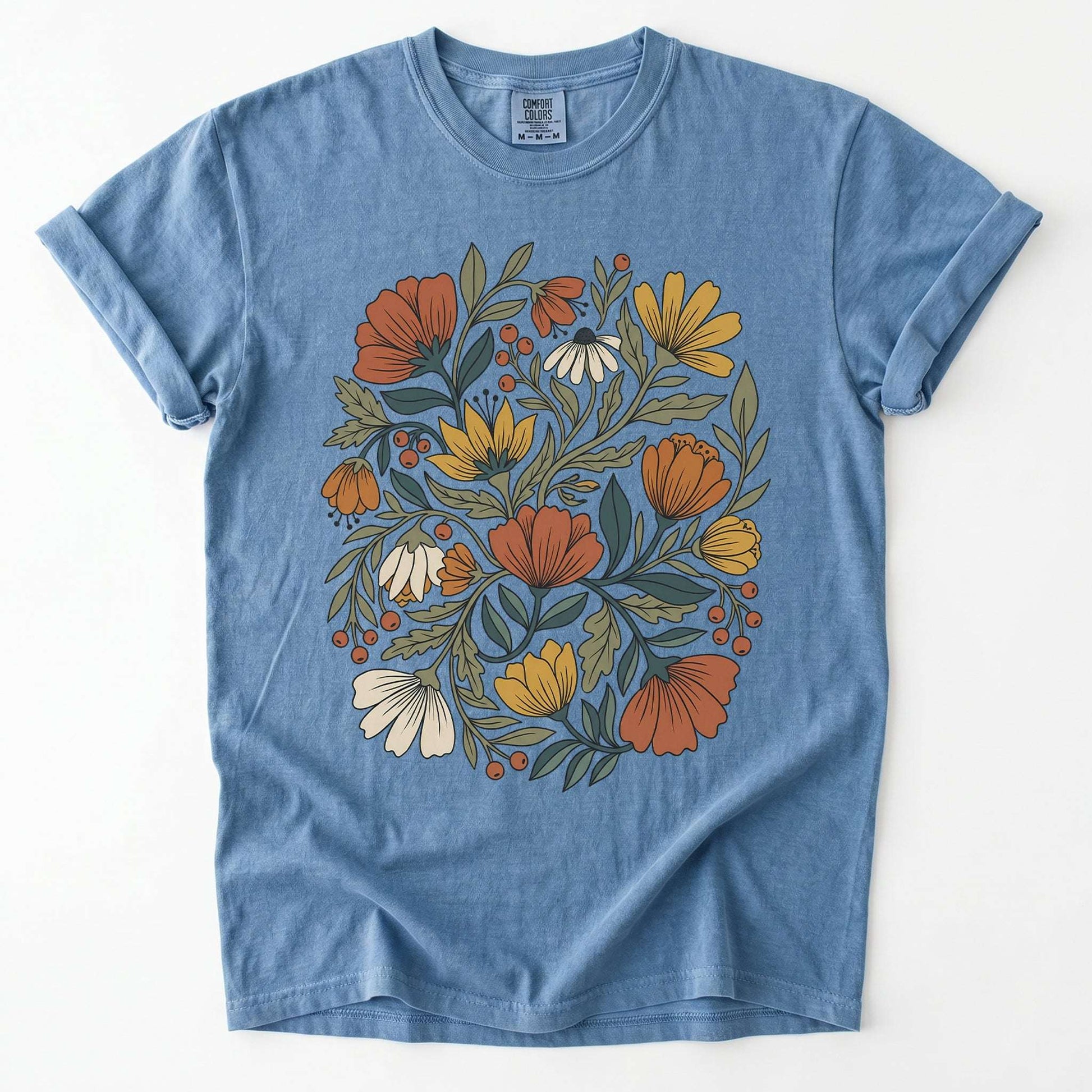 Boho Wildflower Bouquet Vintage Washed T-Shirt