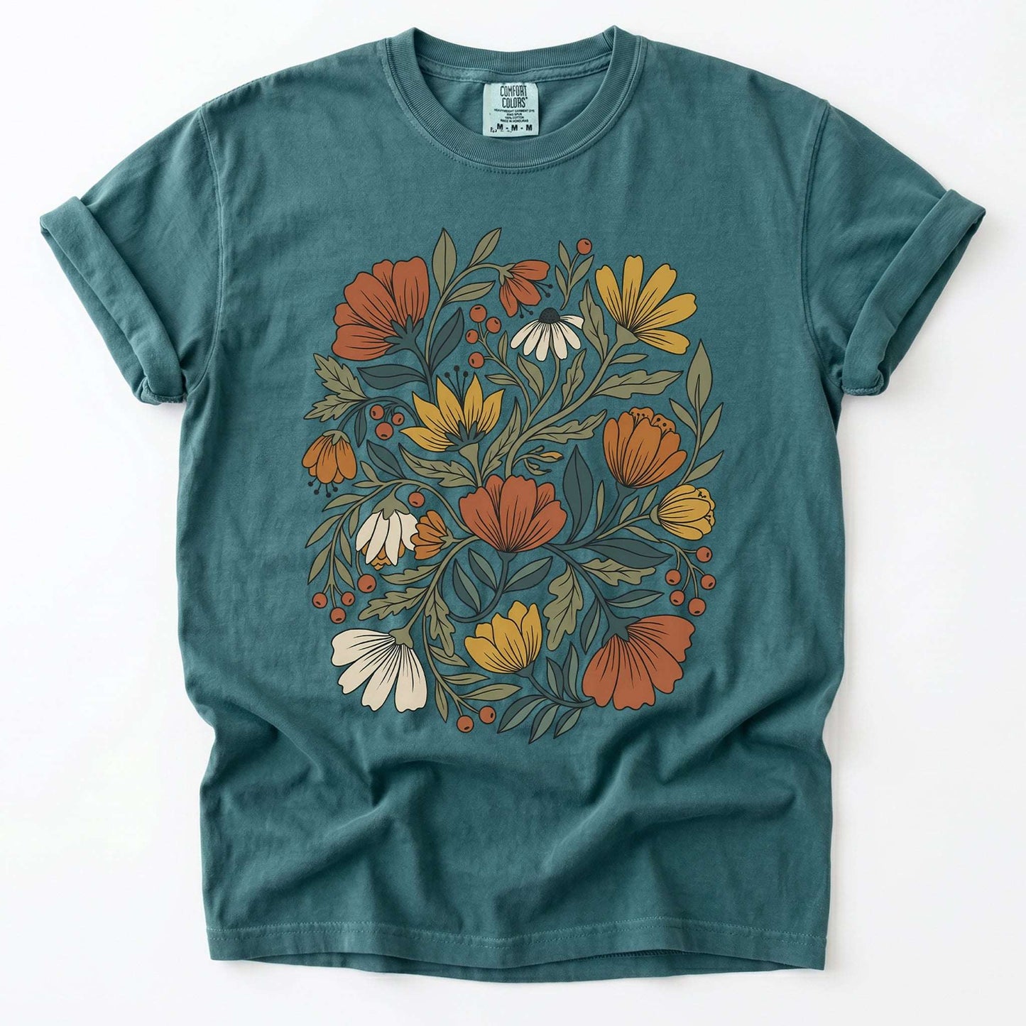 Boho Wildflower Bouquet Vintage Washed T-Shirt