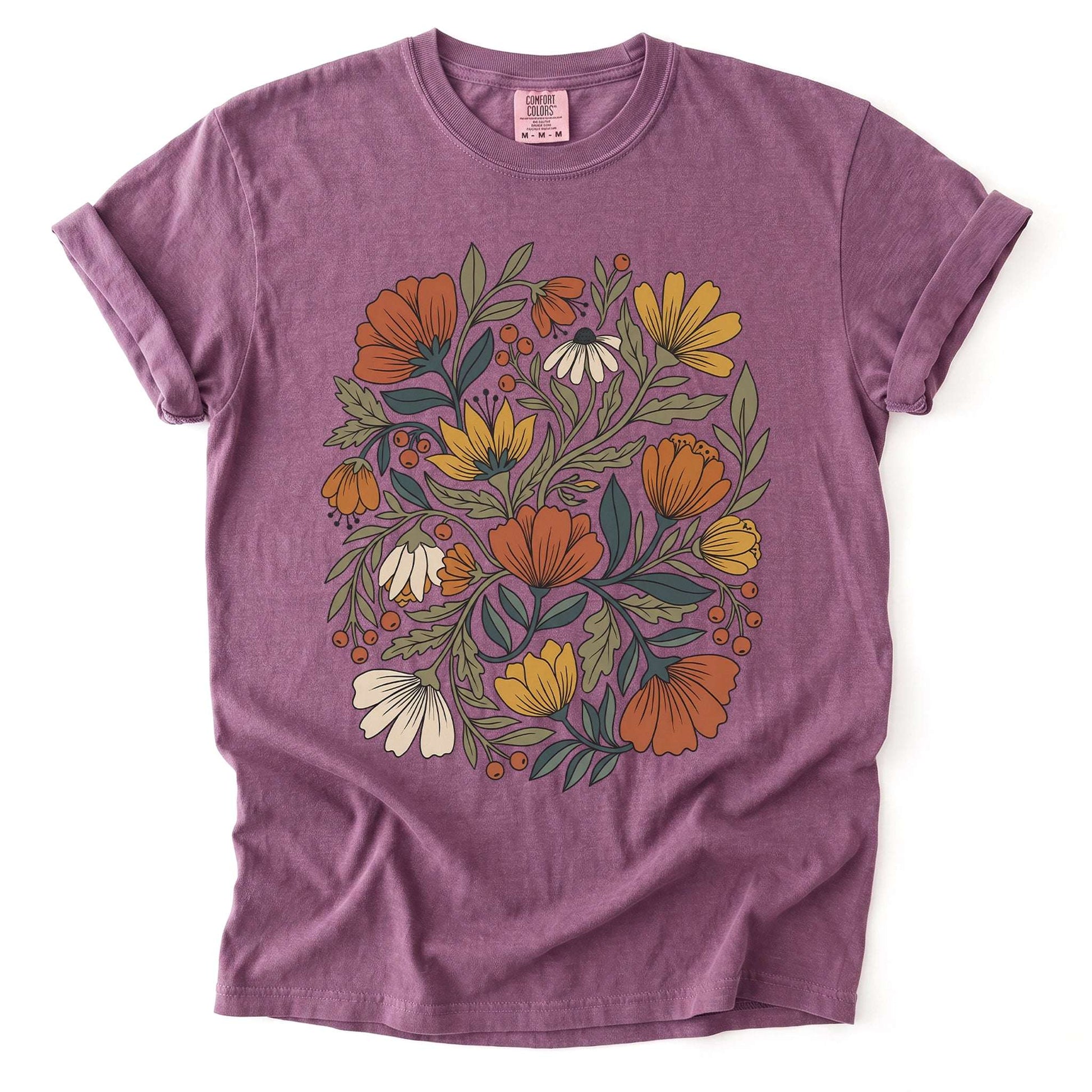 Boho Wildflower Bouquet Vintage Washed T-Shirt