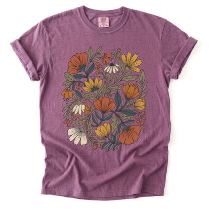 Boho Wildflower Bouquet Vintage Washed T-Shirt