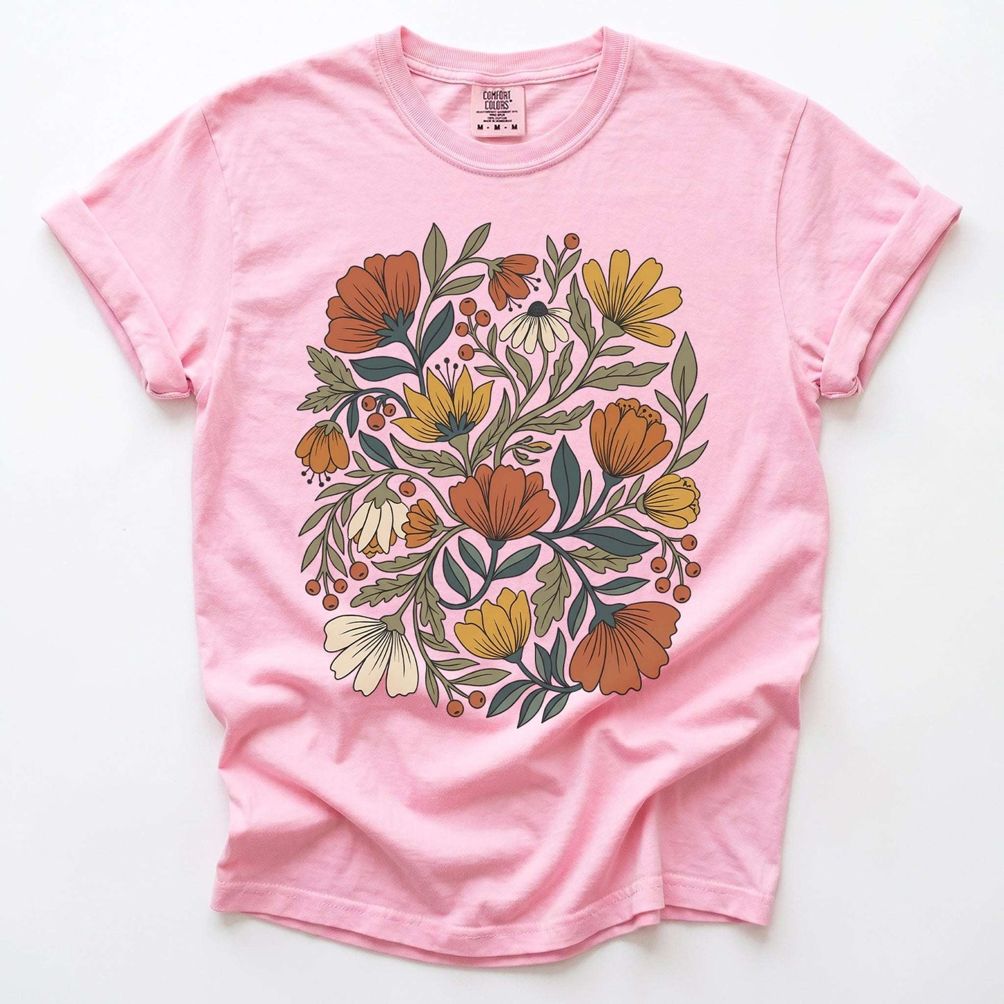 Boho Wildflower Bouquet Vintage Washed T-Shirt