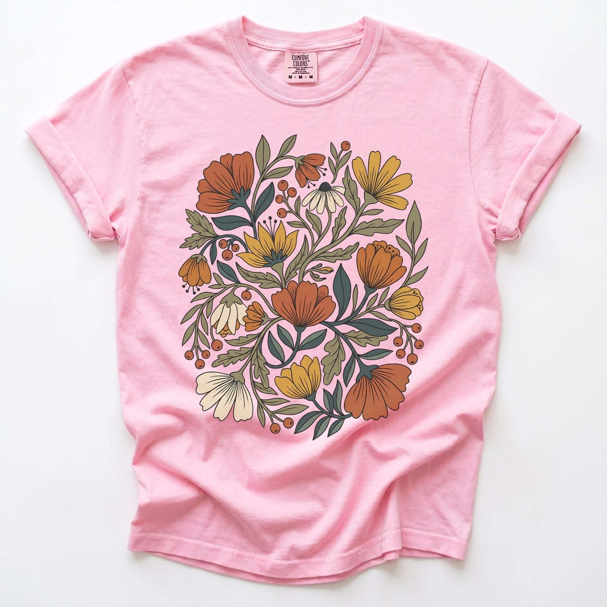Boho Wildflower Bouquet Vintage Washed T-Shirt