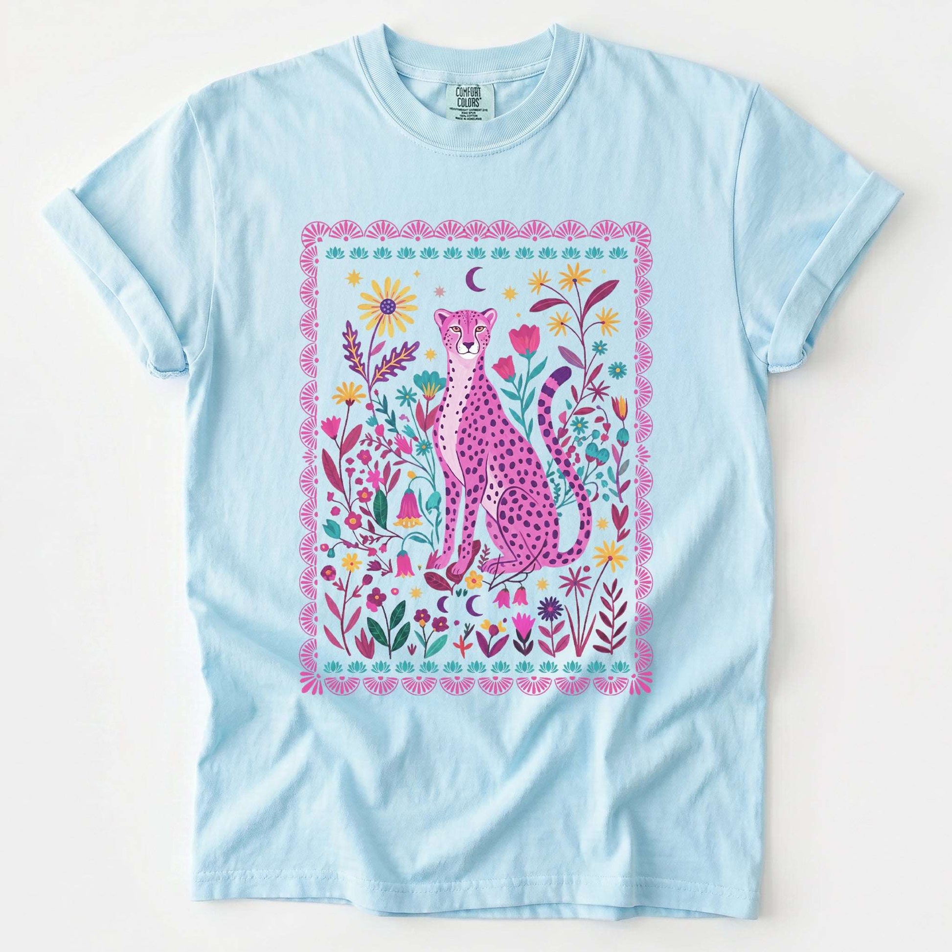Floral Pink Leopard Vintage Washed T-Shirt