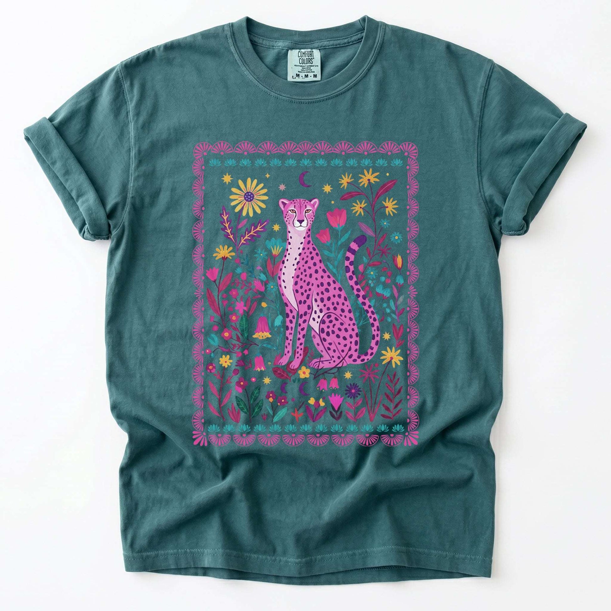 Floral Pink Leopard Vintage Washed T-Shirt