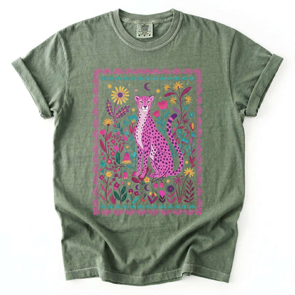 Floral Pink Leopard Vintage Washed T-Shirt