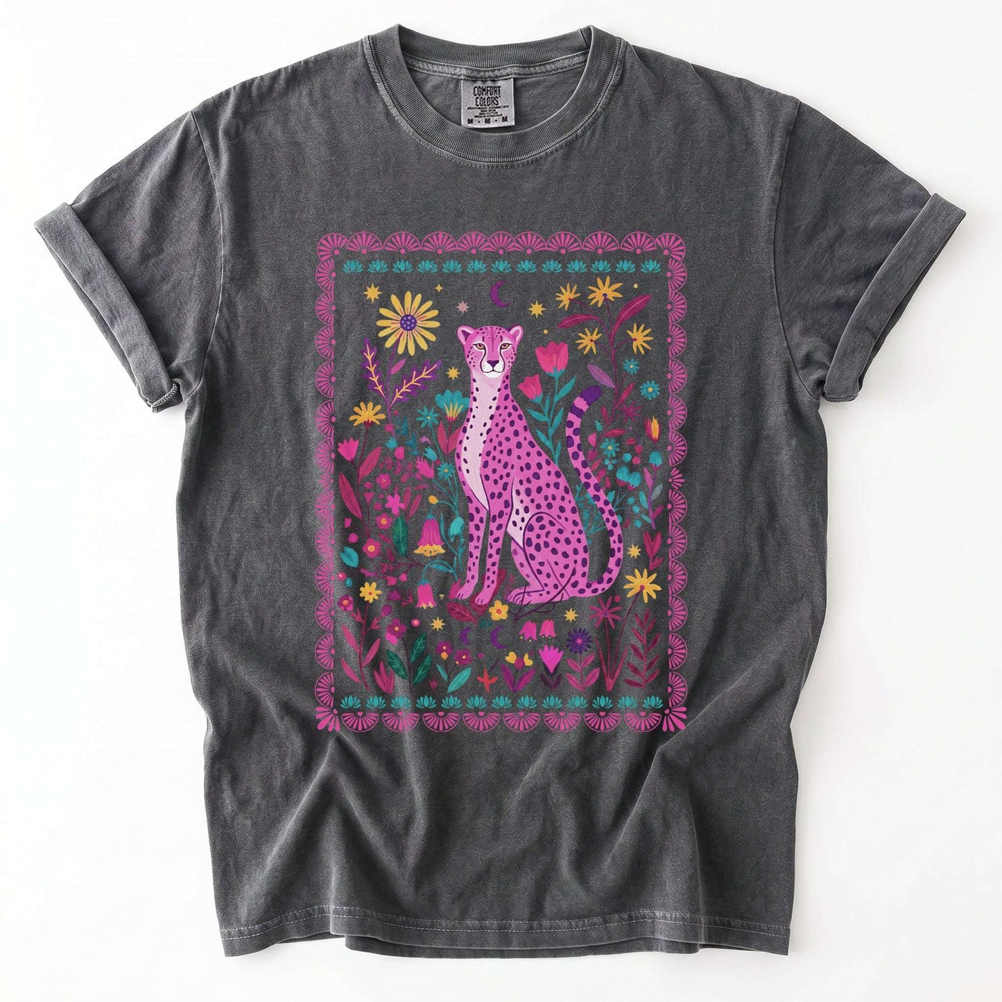 Floral Pink Leopard Vintage Washed T-Shirt