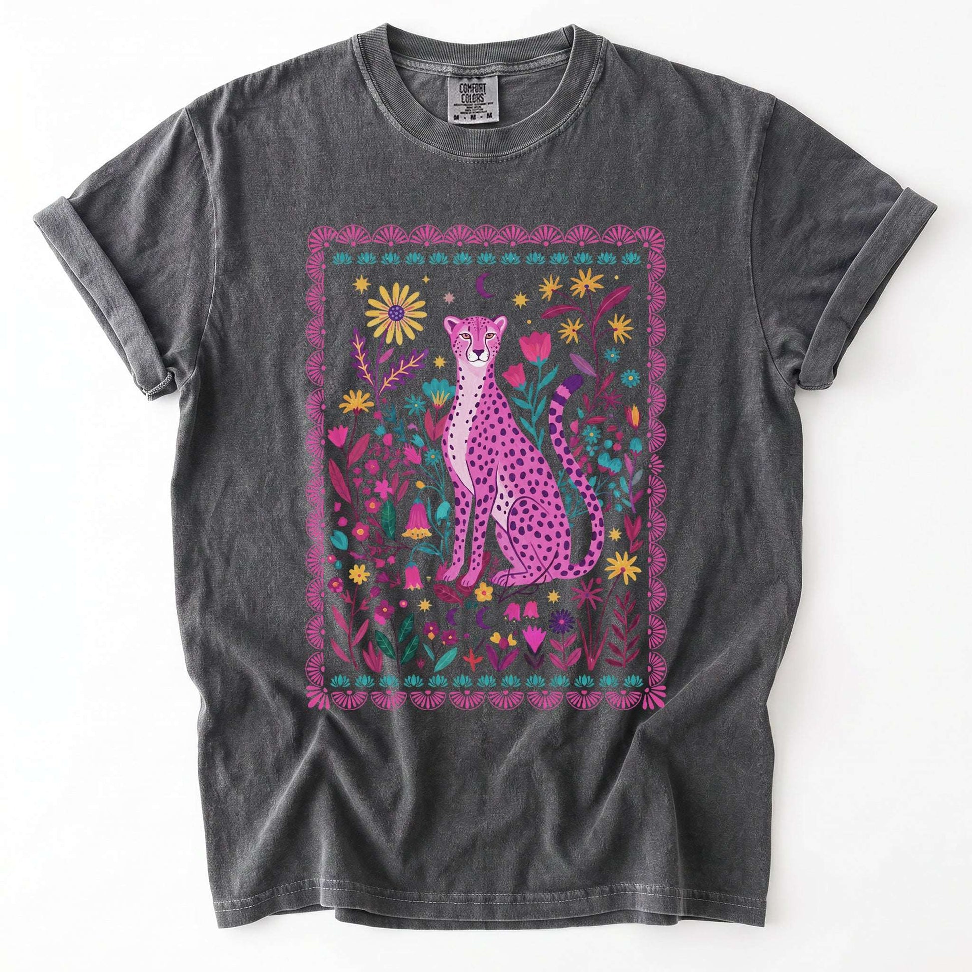 Floral Pink Leopard Vintage Washed T-Shirt