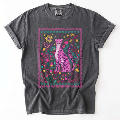 Floral Pink Leopard Vintage Washed T-Shirt