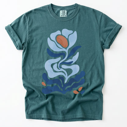 Abstract Organic Floral Vintage Washed T-Shirt