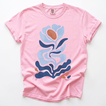 Abstract Organic Floral Vintage Washed T-Shirt