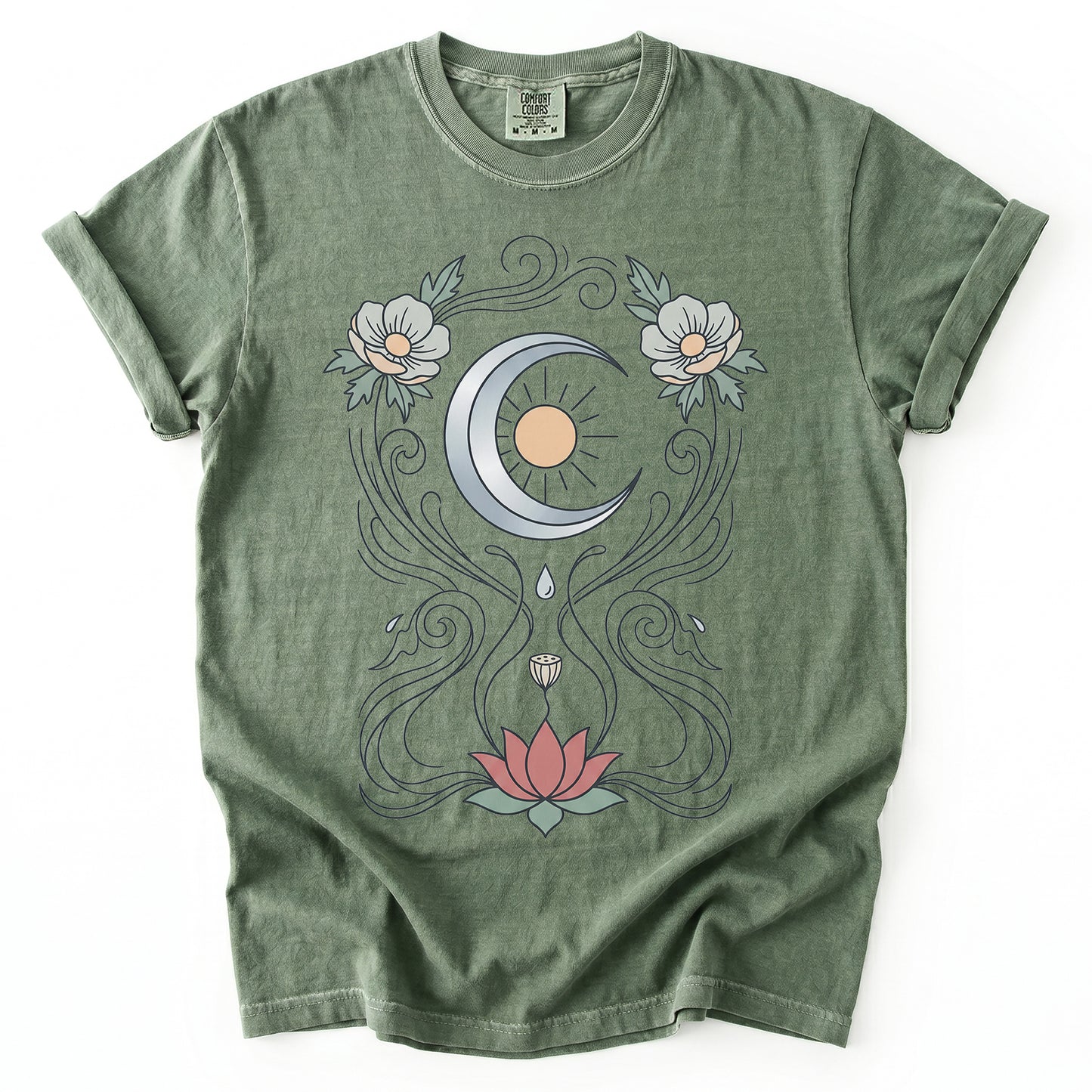 Art Nouveau Lotus Vintage Washed T-Shirt