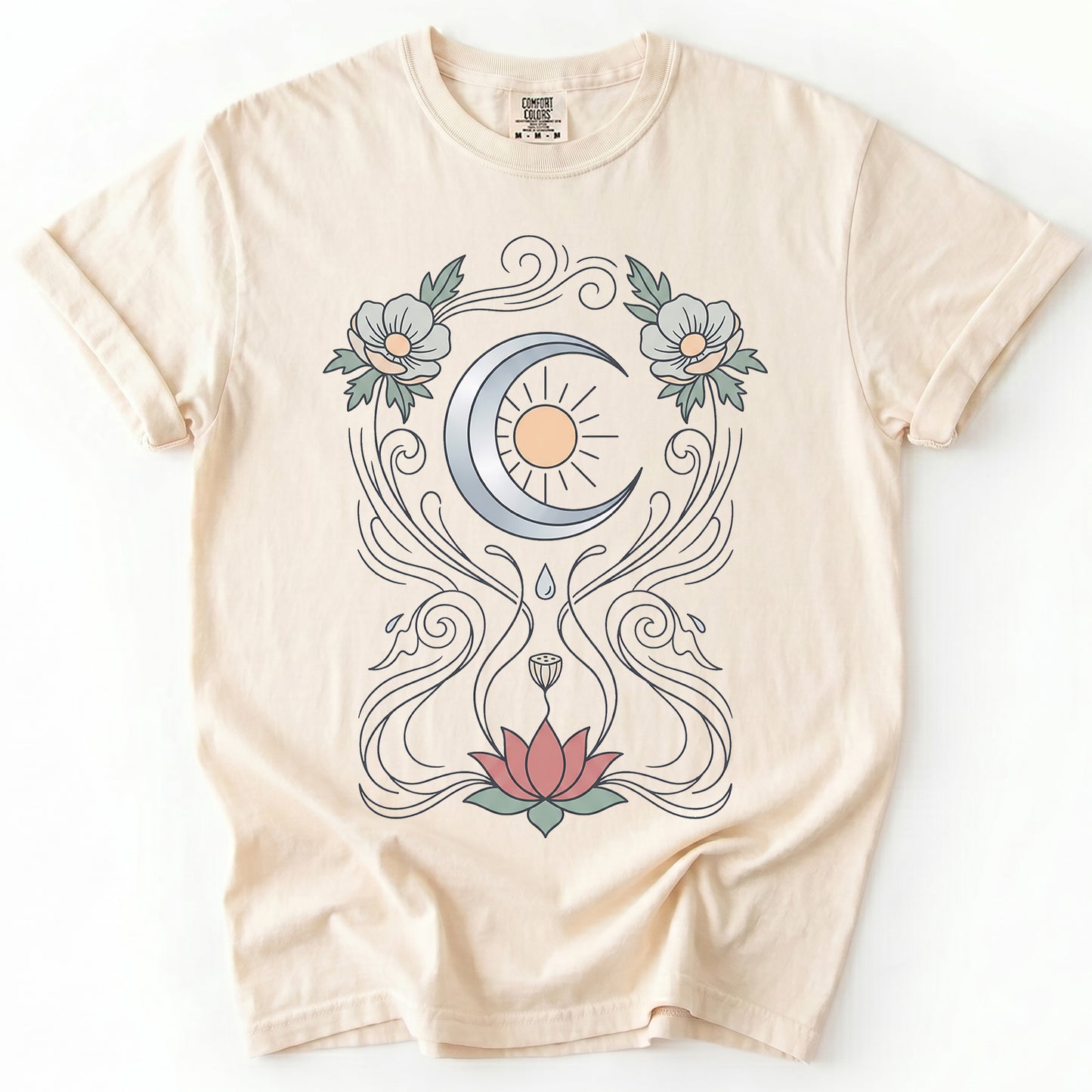Art Nouveau Lotus Vintage Washed T-Shirt