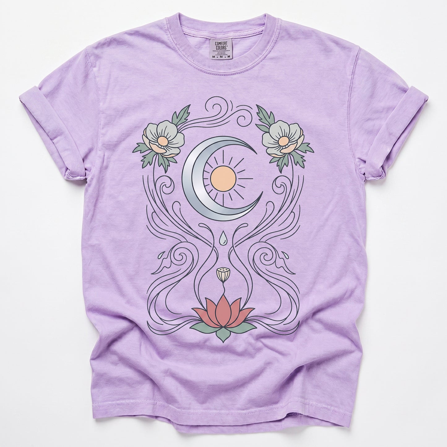 Art Nouveau Lotus Vintage Washed T-Shirt