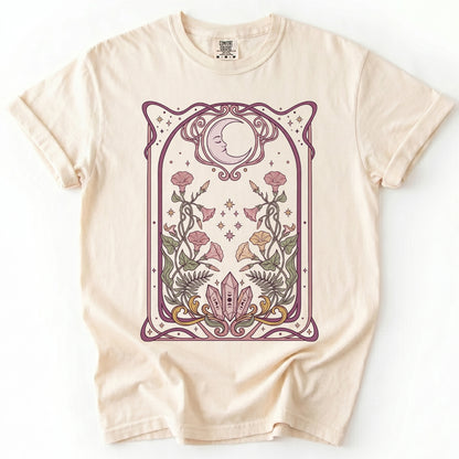 Art Nouveau Moon Crystals Vintage Washed T-Shirt