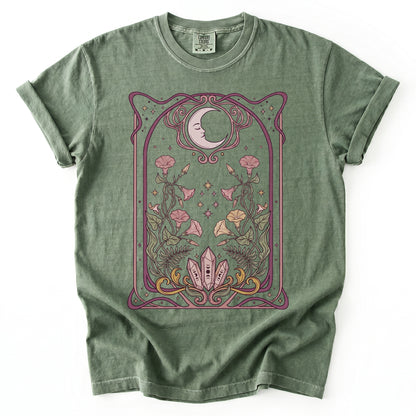 Art Nouveau Moon Crystals Vintage Washed T-Shirt