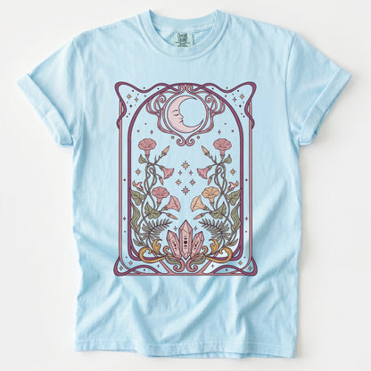 Art Nouveau Moon Crystals Vintage Washed T-Shirt