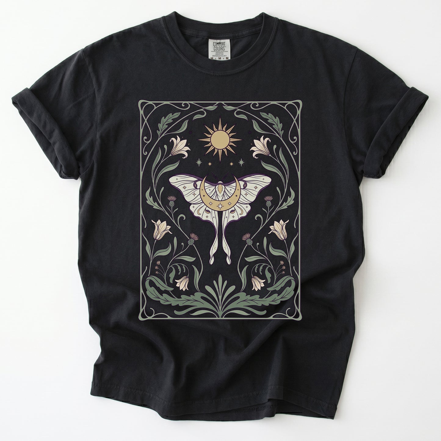 Art Nouveau Moth Vintage Washed T-Shirt