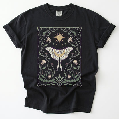 Art Nouveau Moth Vintage Washed T-Shirt