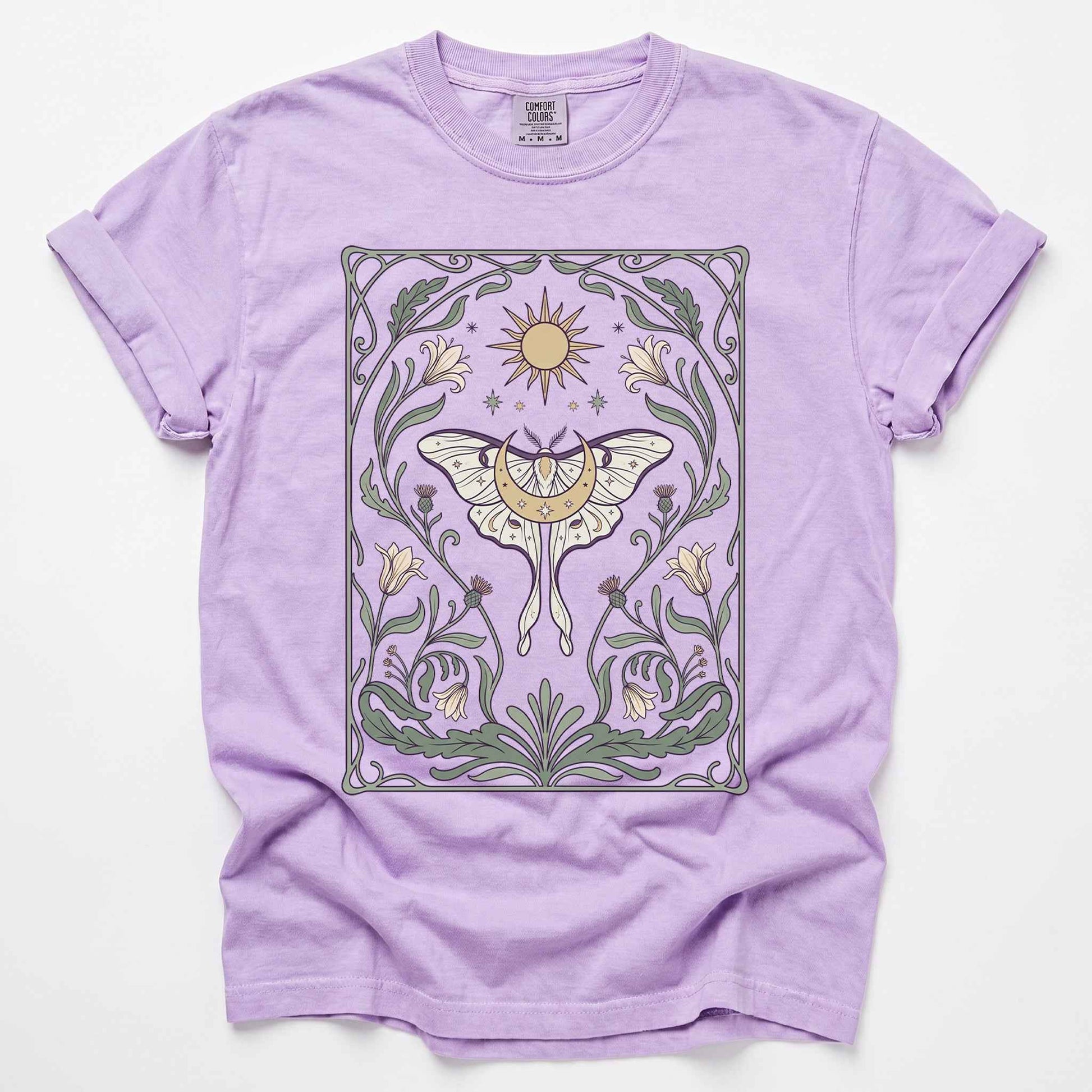 Art Nouveau Moth Vintage Washed T-Shirt