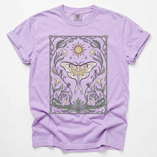 Art Nouveau Moth Vintage Washed T-Shirt