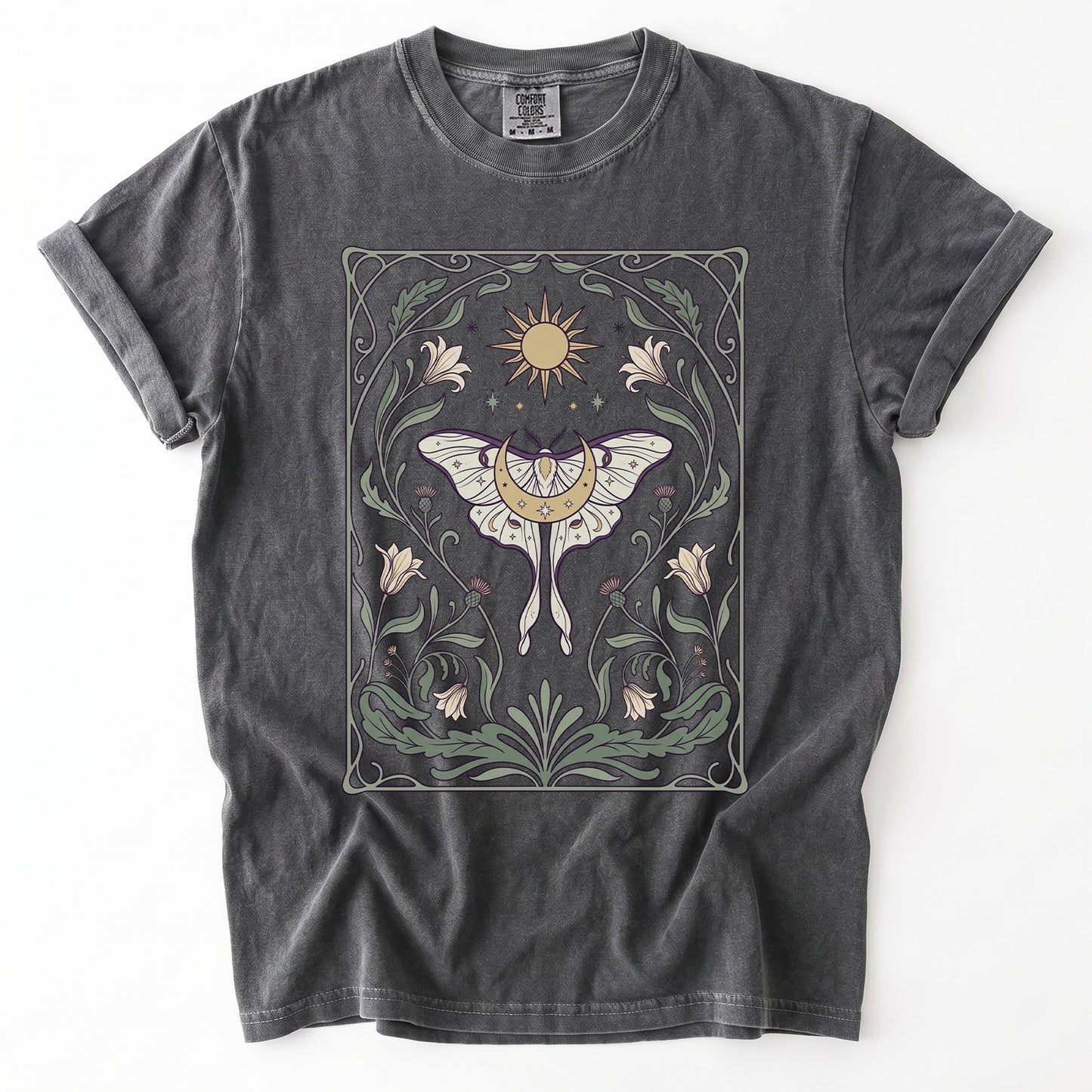 Art Nouveau Moth Vintage Washed T-Shirt