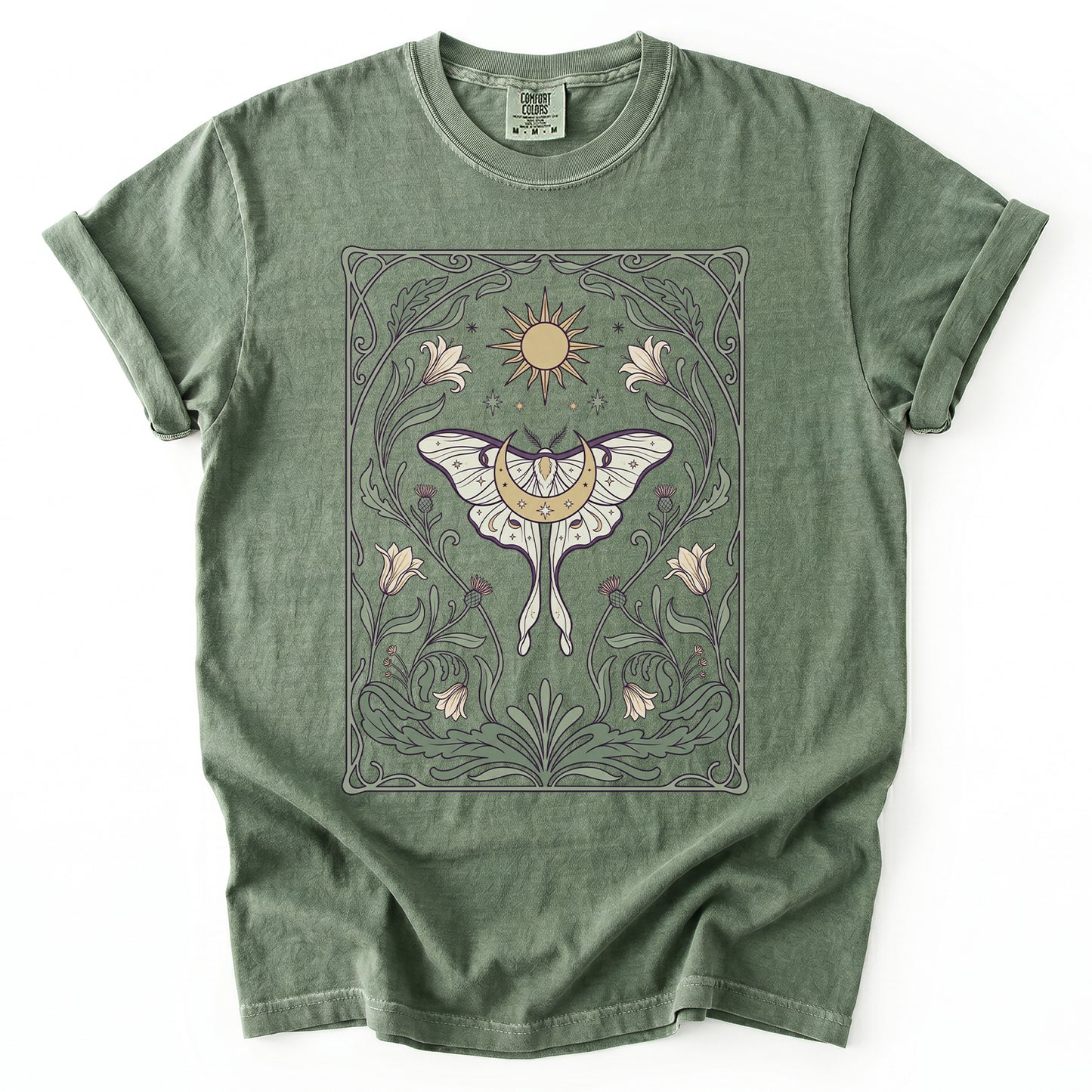 Art Nouveau Moth Vintage Washed T-Shirt