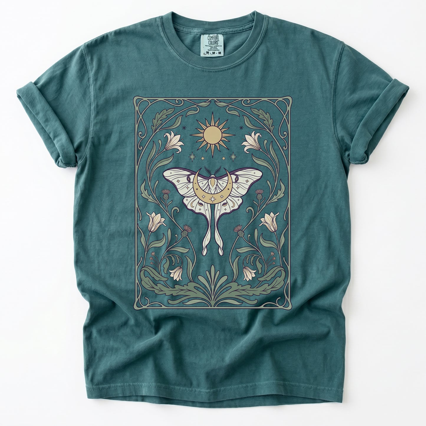 Art Nouveau Moth Vintage Washed T-Shirt