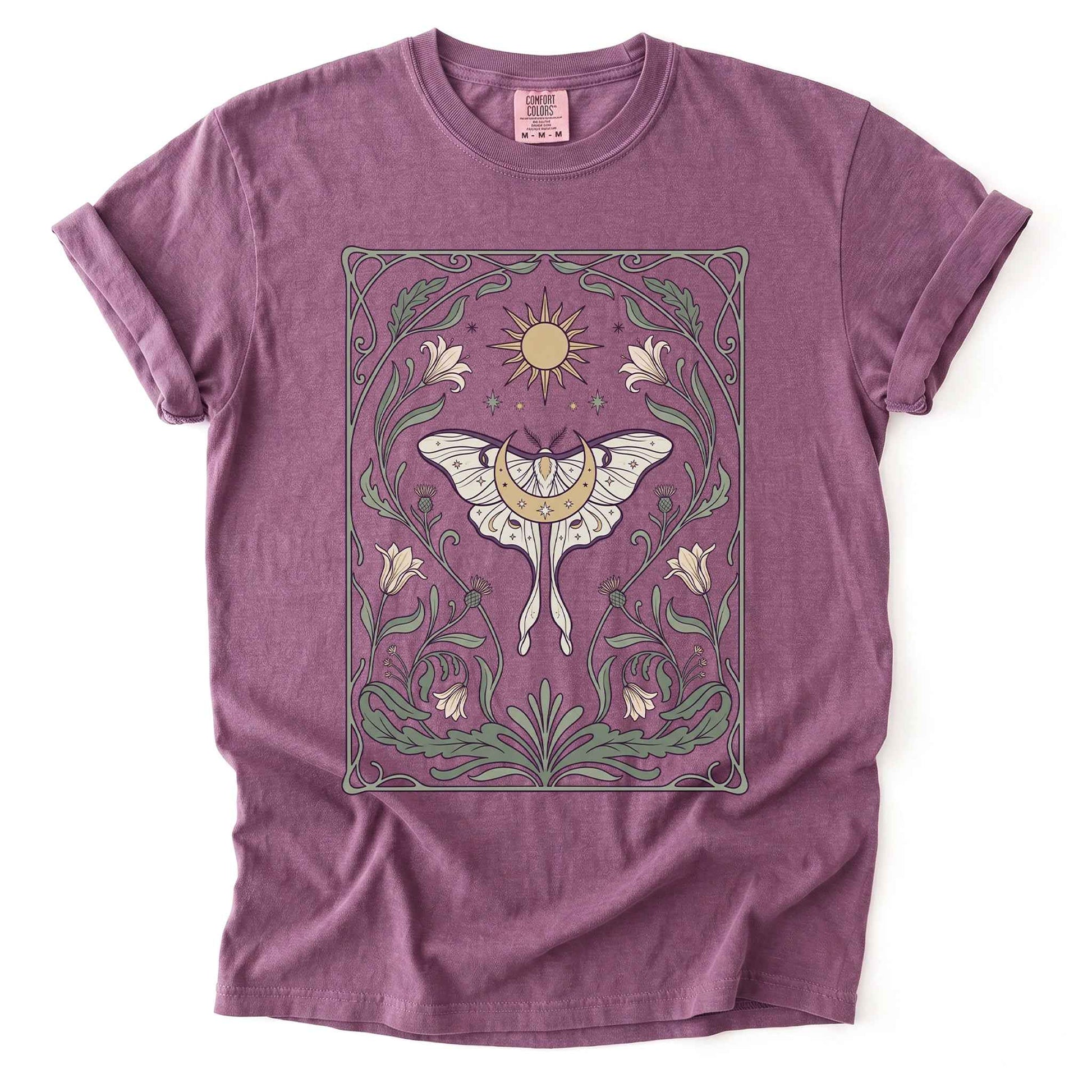 Art Nouveau Moth Vintage Washed T-Shirt