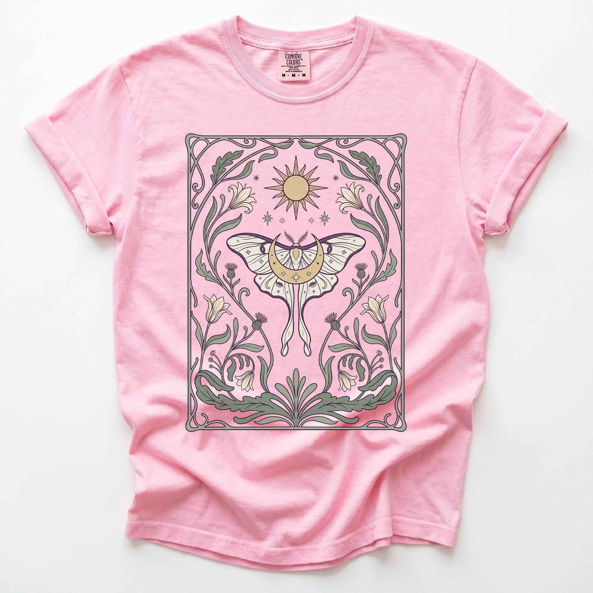 Art Nouveau Moth Vintage Washed T-Shirt