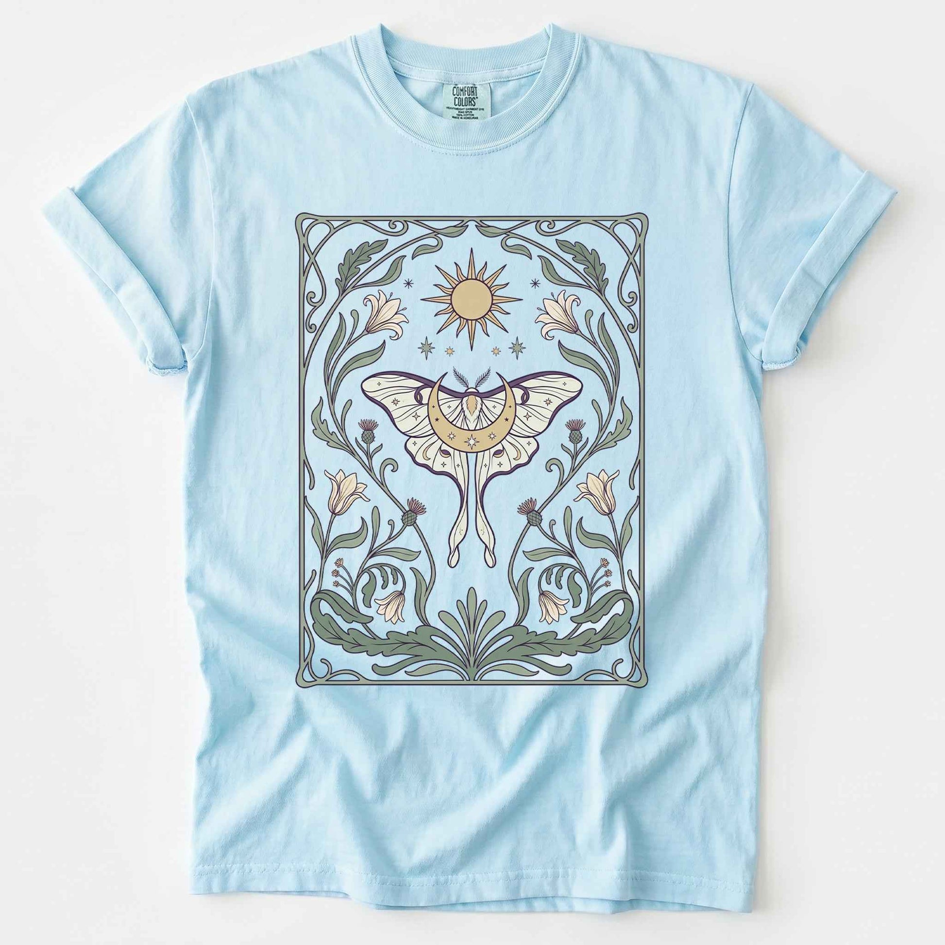Art Nouveau Moth Vintage Washed T-Shirt