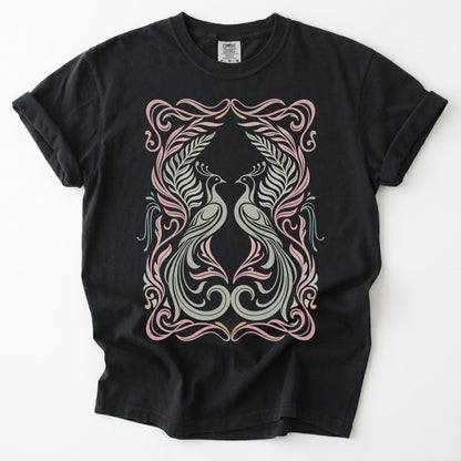 Art Nouveau Peacock Vintage Washed T-Shirt